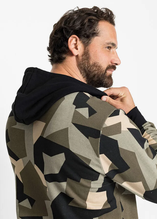 Sudadera con capucha de poliéster reciclado Negro estampado