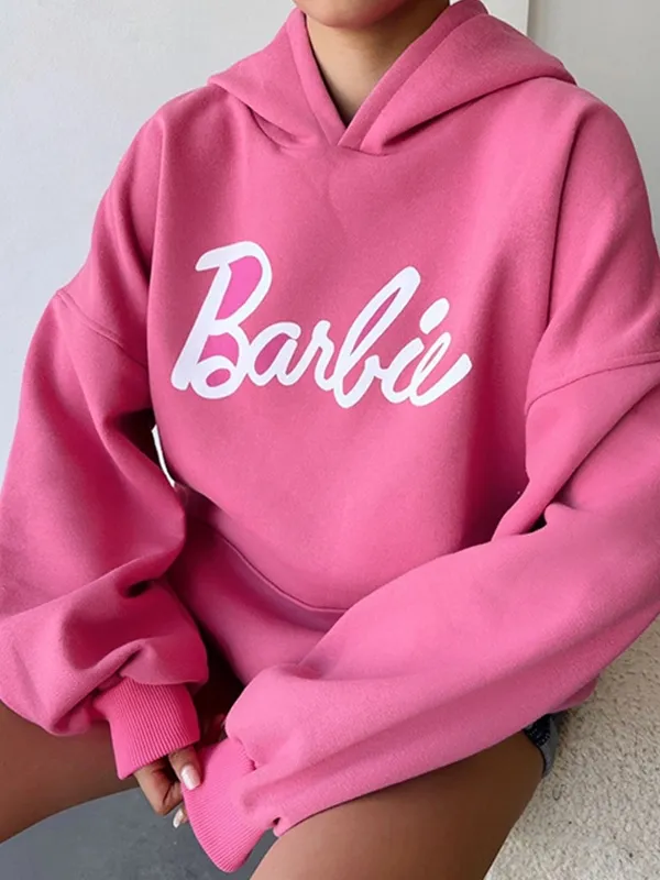 Sudadera con capucha extragrande con estampado de letras en color en contraste