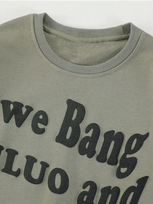 Sudadera con estampado de rosas y letras vintage para hombre