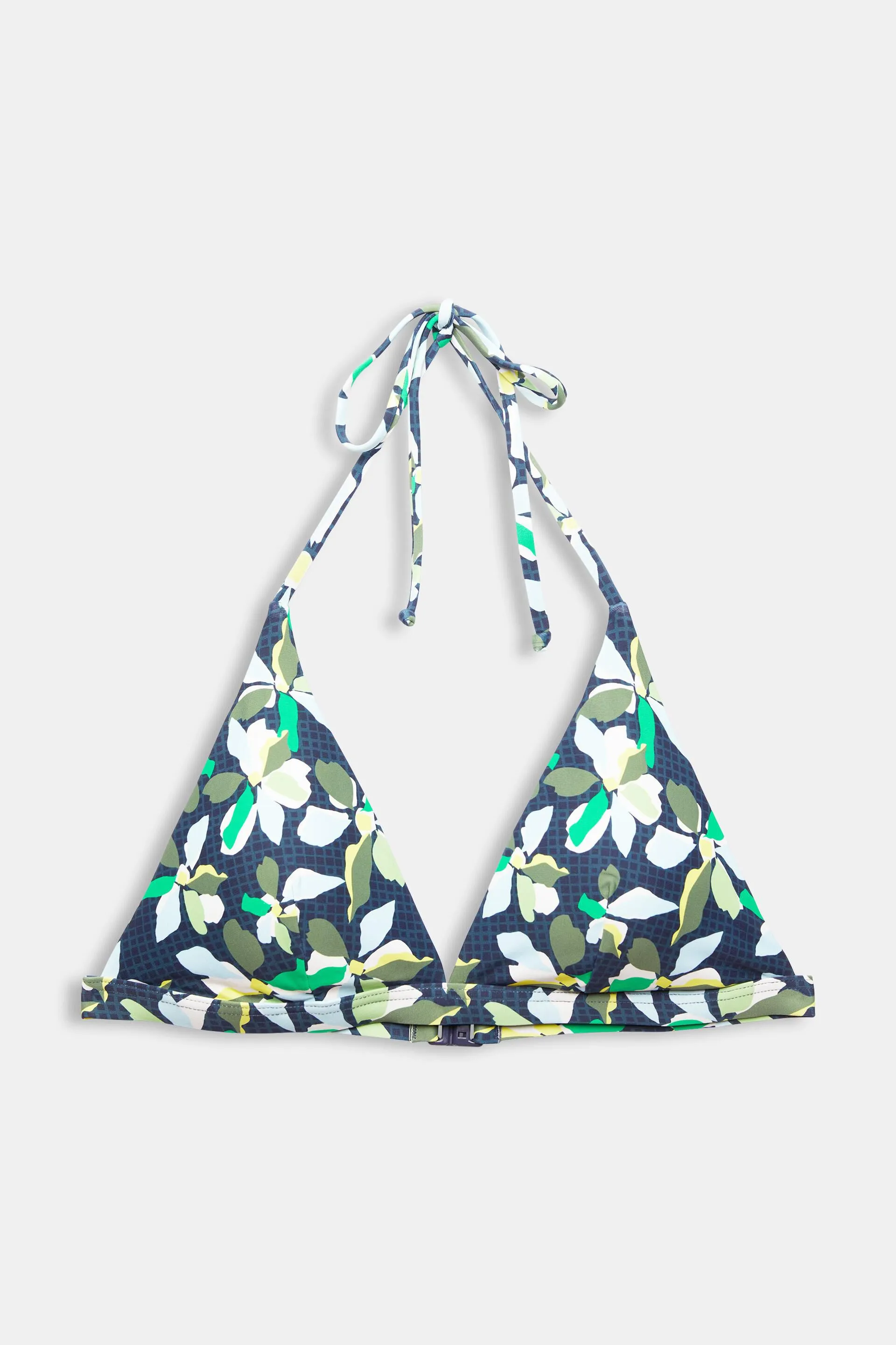 Top de bikini estampado con tirantes al cuello