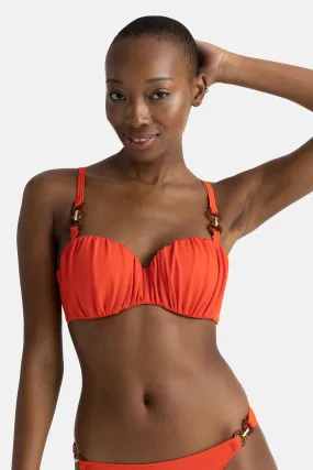 Top de bikini estilo bandeau con relleno fino