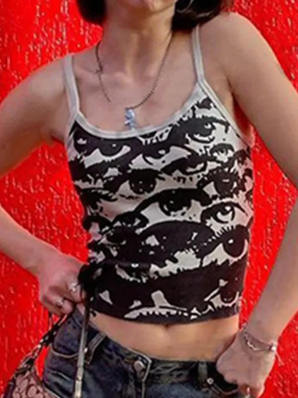 Top de tirantes corto con estampado Screen Eye