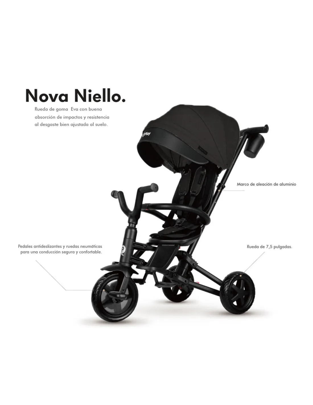 Triciclo Evolutivo Nova Niello negro de Qplay