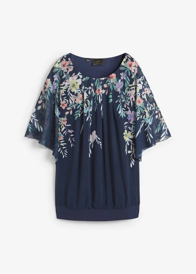 Túnica con estampado Azul marino de flores