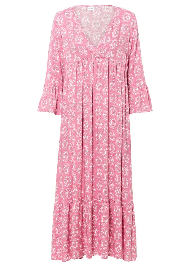 Vestido con aspecto de craftán Frambuesa estampado