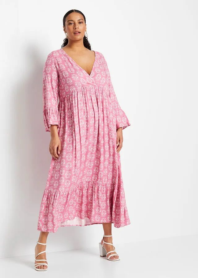 Vestido con aspecto de craftán Frambuesa estampado