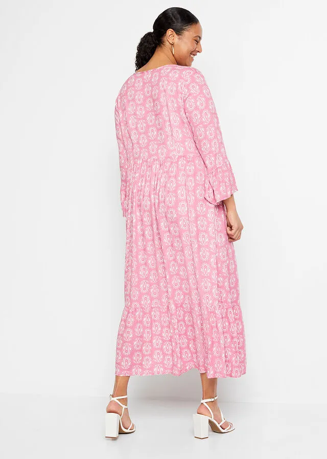 Vestido con aspecto de craftán Frambuesa estampado