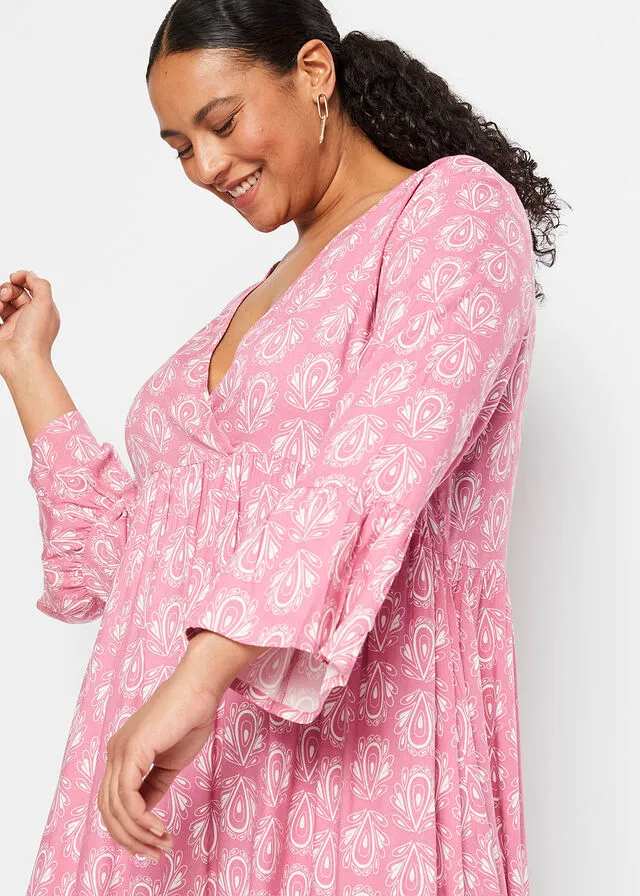 Vestido con aspecto de craftán Frambuesa estampado