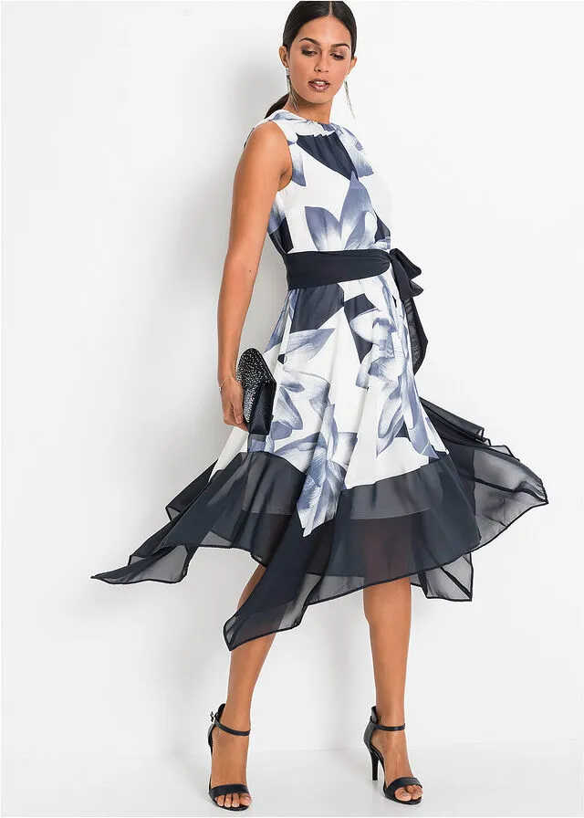 Vestido con estampado de flores Azul oscuro de flores