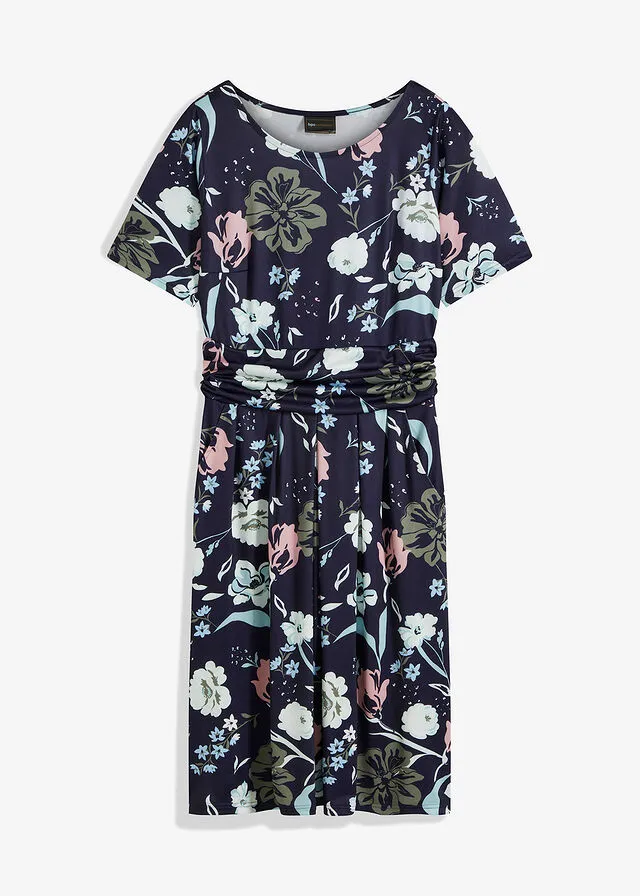 Vestido de punto Azul marino con estampado de flores