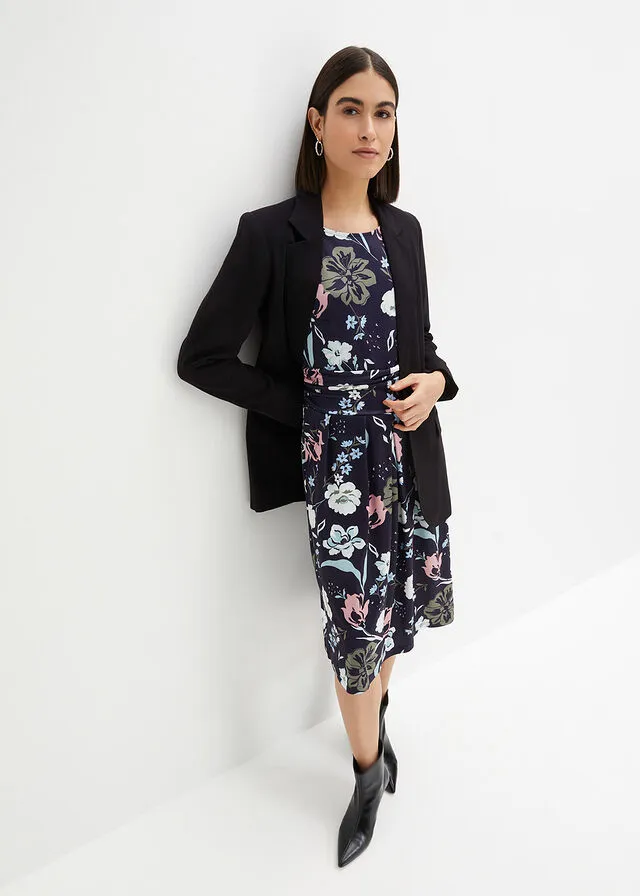 Vestido de punto Azul marino con estampado de flores