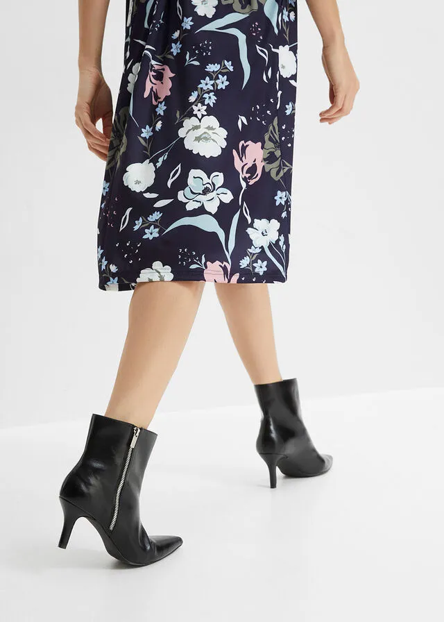 Vestido de punto Azul marino con estampado de flores