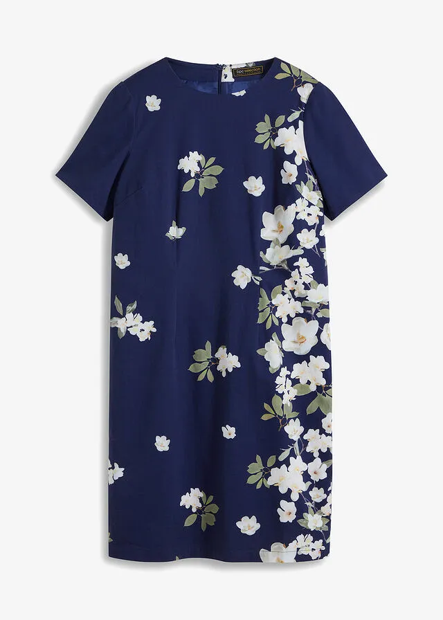 Vestido de tubo Azul marino con estampado de flores