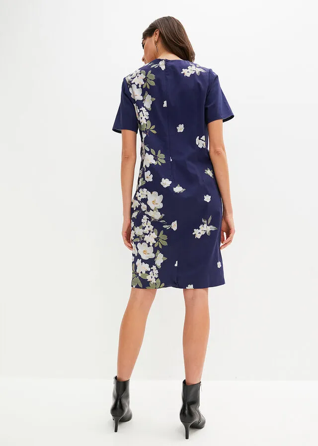 Vestido de tubo Azul marino con estampado de flores