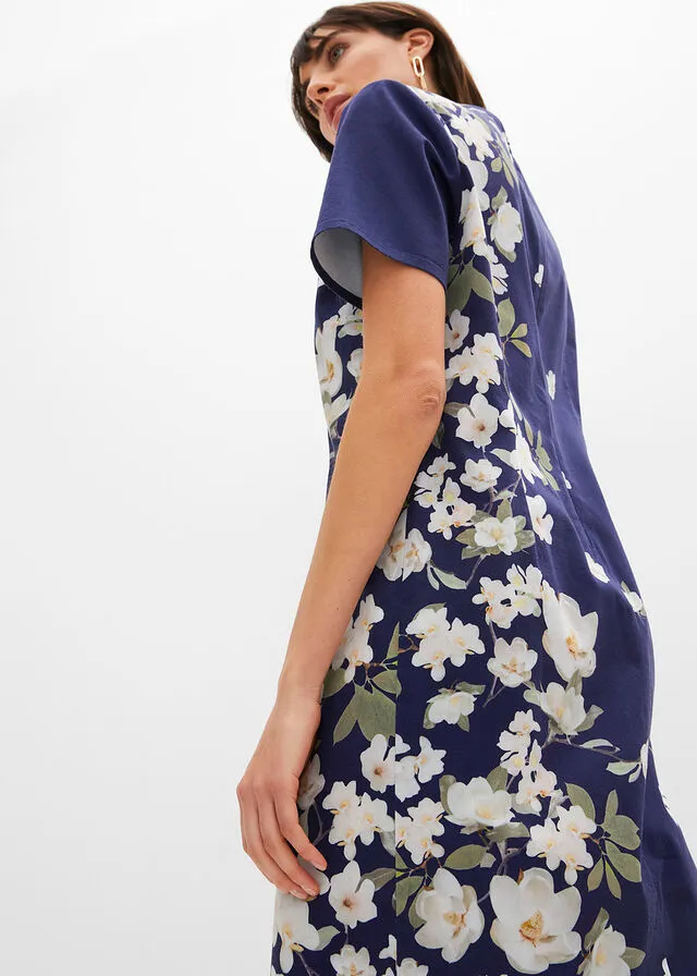 Vestido de tubo Azul marino con estampado de flores