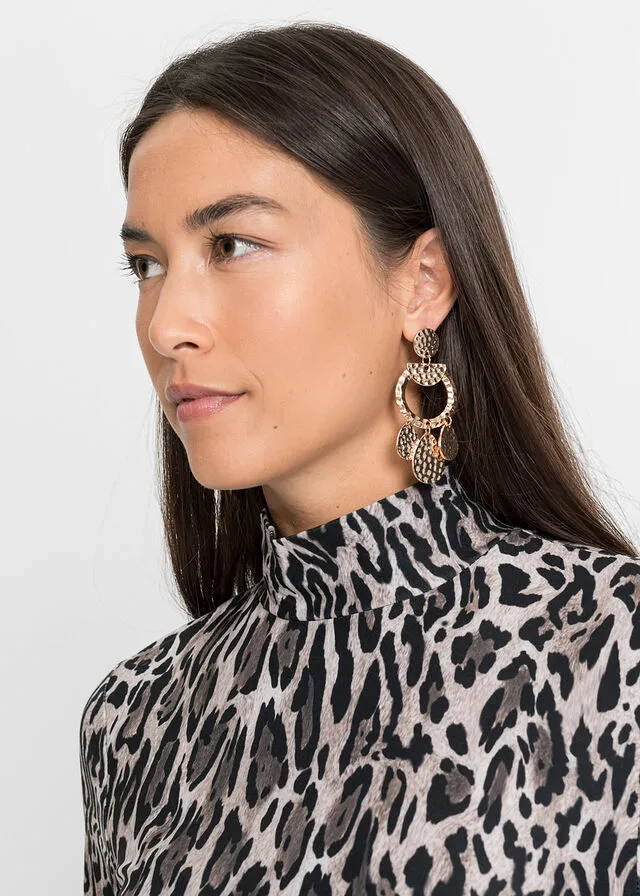 VESTIDO NEGROGRIS OSCURO CON ESTAMPADO DE LEOPARDO