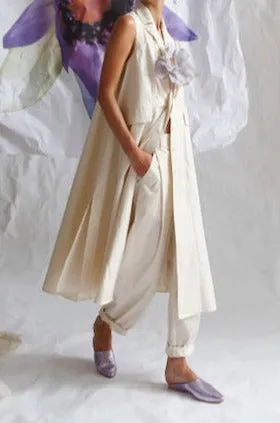 VESTIDO SIN MANGAS POPELN CREMA