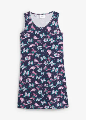 Vestido veraniego para niñas azul marino con flores