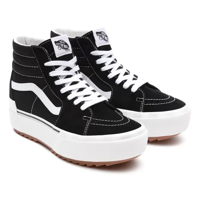 ZAPATILLAS ALTAS PLATAFORMA VANS CHICA DE ANTE Y LONA SK8HI STACKED REF. VN0A4BTW5ZN NEGRAS/BLANCAS