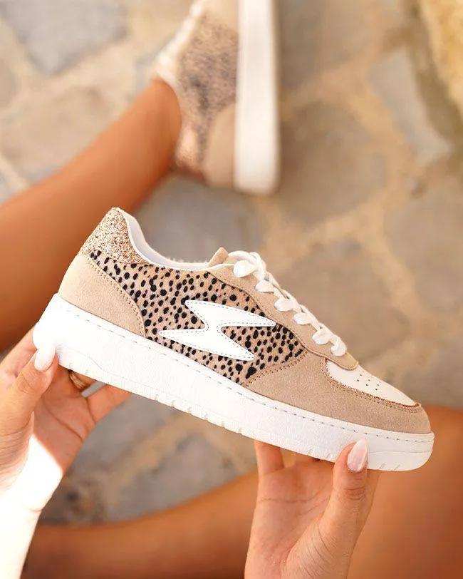 ZAPATILLAS DE MUJER CON ESTAMPADO DE LEOPARDO Y CORDONES  ÉLIA