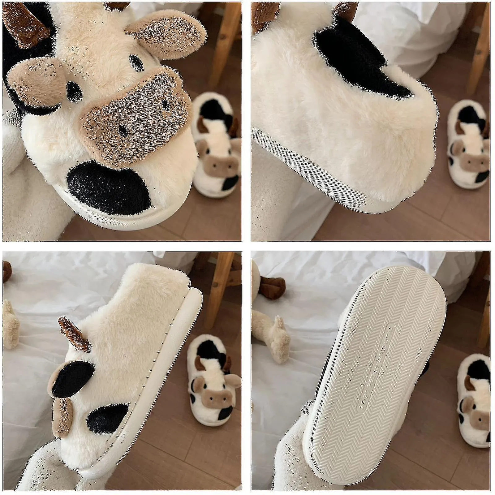 ZAPATILLAS DE VACA DIFUSA LINDAS ZAPATILLAS CALIENTES ZAPATOS DE ALGODóN ACOGEDORES FORMA ANIMAL SLIPON