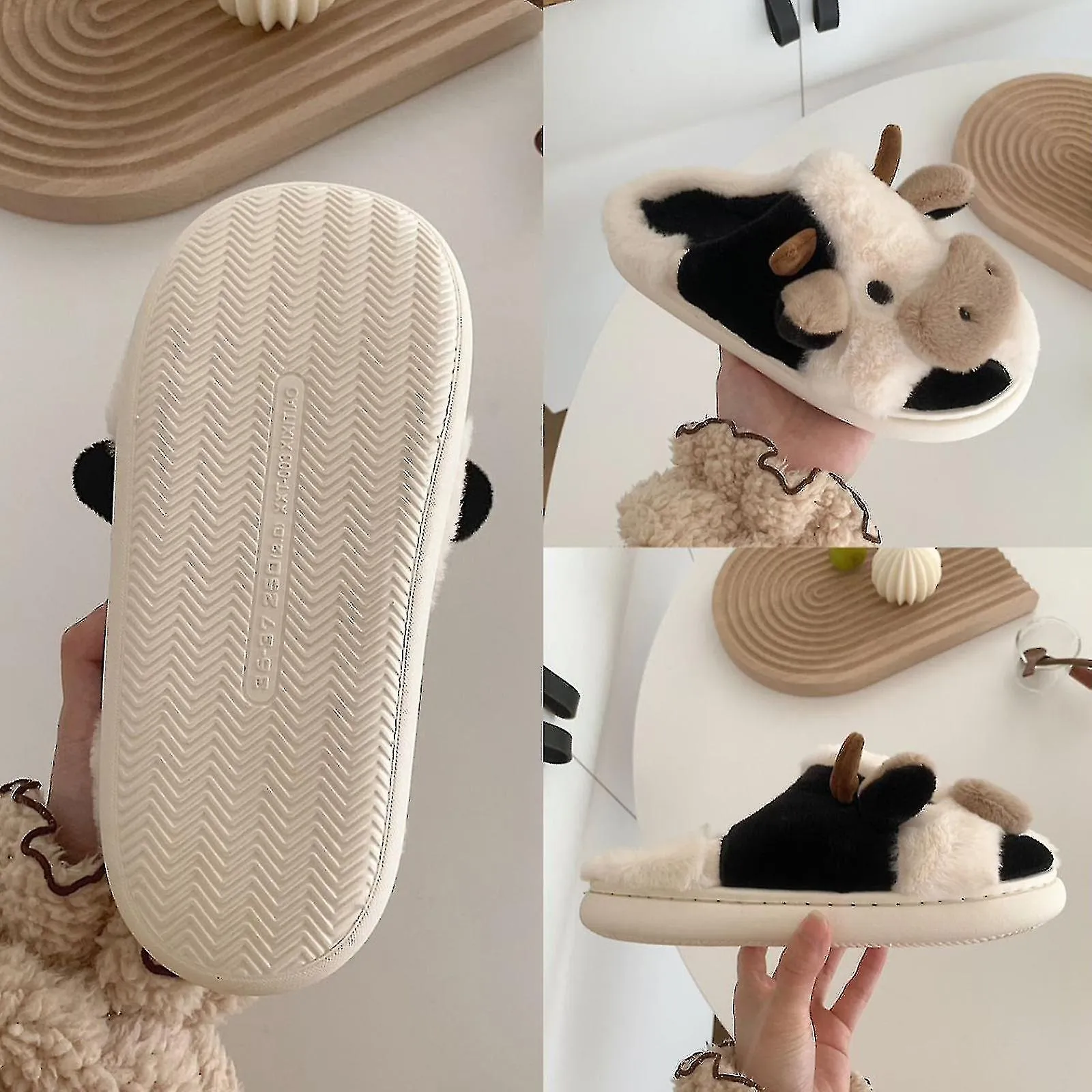 ZAPATILLAS DE VACA DIFUSA LINDAS ZAPATILLAS CALIENTES ZAPATOS DE ALGODóN ACOGEDORES FORMA ANIMAL SLIPON
