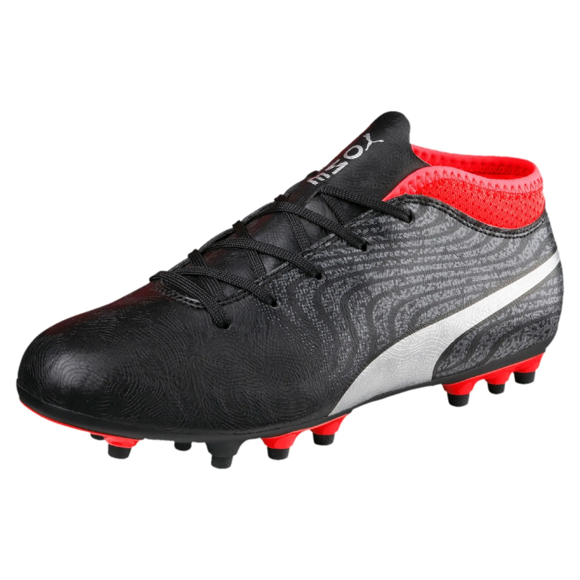 Zapatos Fútbol Hombre Puma One 18.4 Negro/Plateado/Rojo