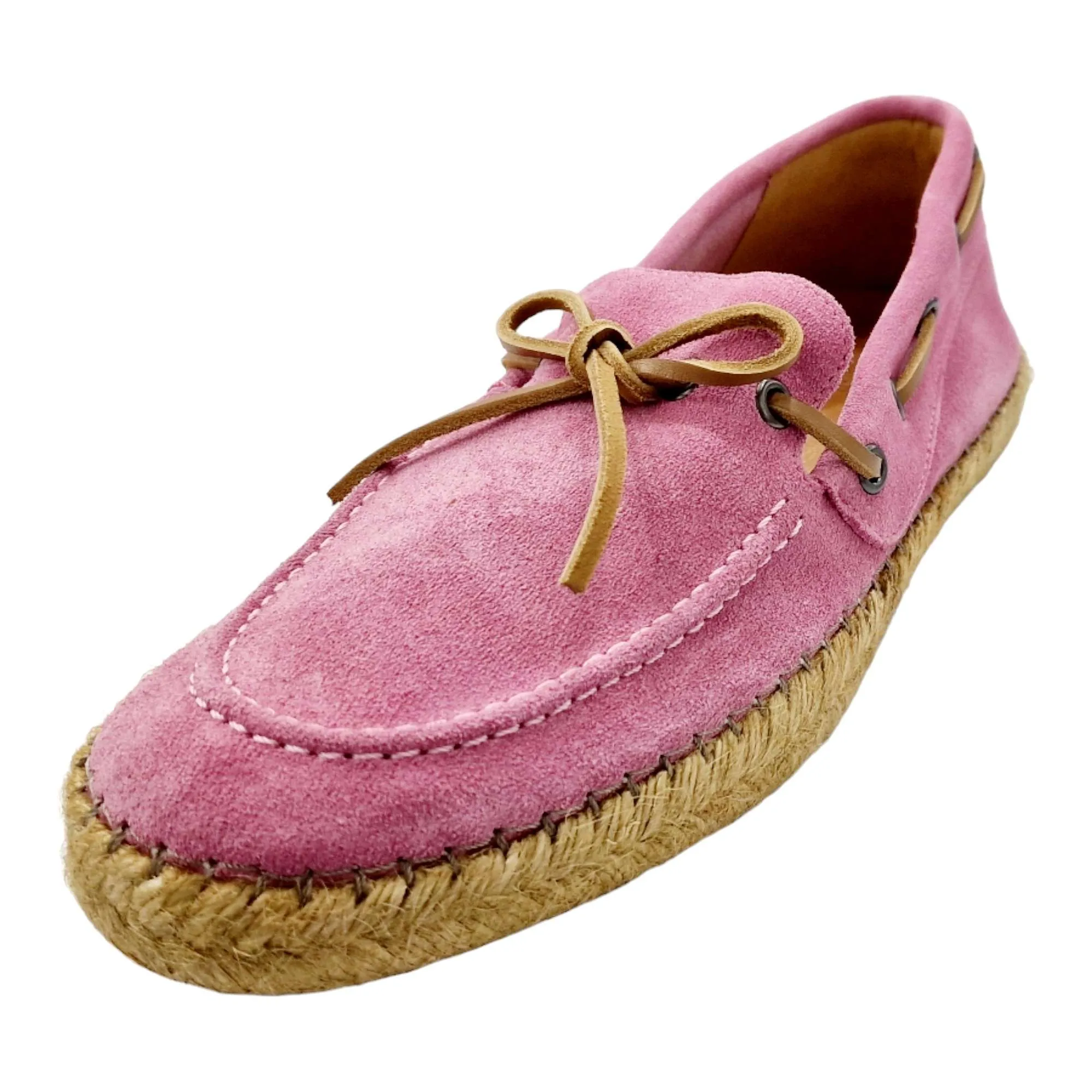 ZAPATOS MOCASÍN HOMBRE SUELA YUTE CORDÓN NÁUTICO ROSA ROSA