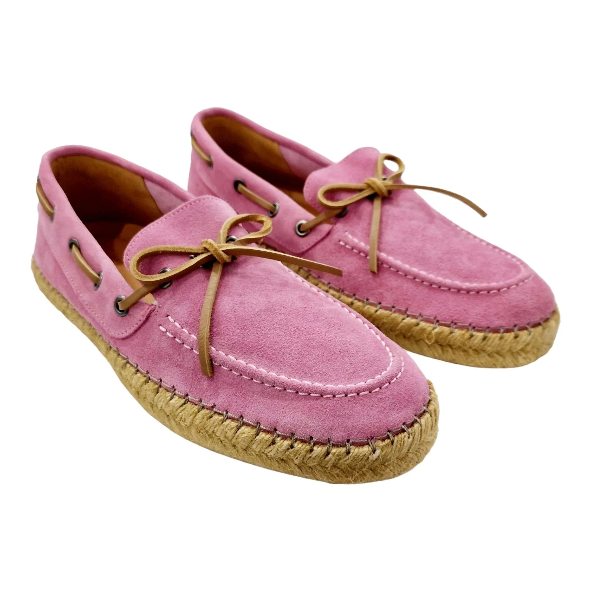 ZAPATOS MOCASÍN HOMBRE SUELA YUTE CORDÓN NÁUTICO ROSA ROSA